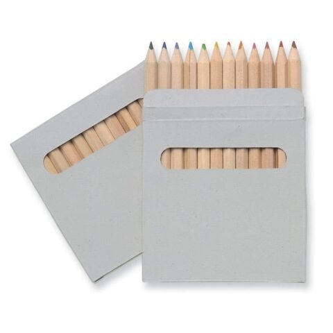 Set of 12 coloured pencils in natural carton box
