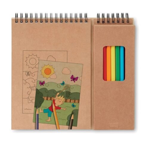 κωδ.8769234. Colouring set with 24 pages 6 of which have pictures to colour in and 18 blank pages. Includes 8 colouring pencils. με Εκτύπωση.