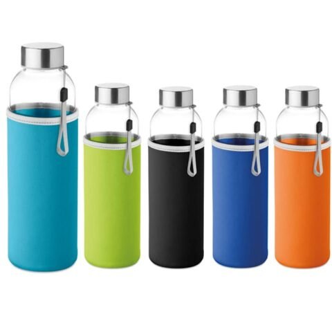 Glass bottle with neoprene pouch in 500 ml κωδ.9358-160. Με Εκτύπωση 2,80 Eως14,00€.