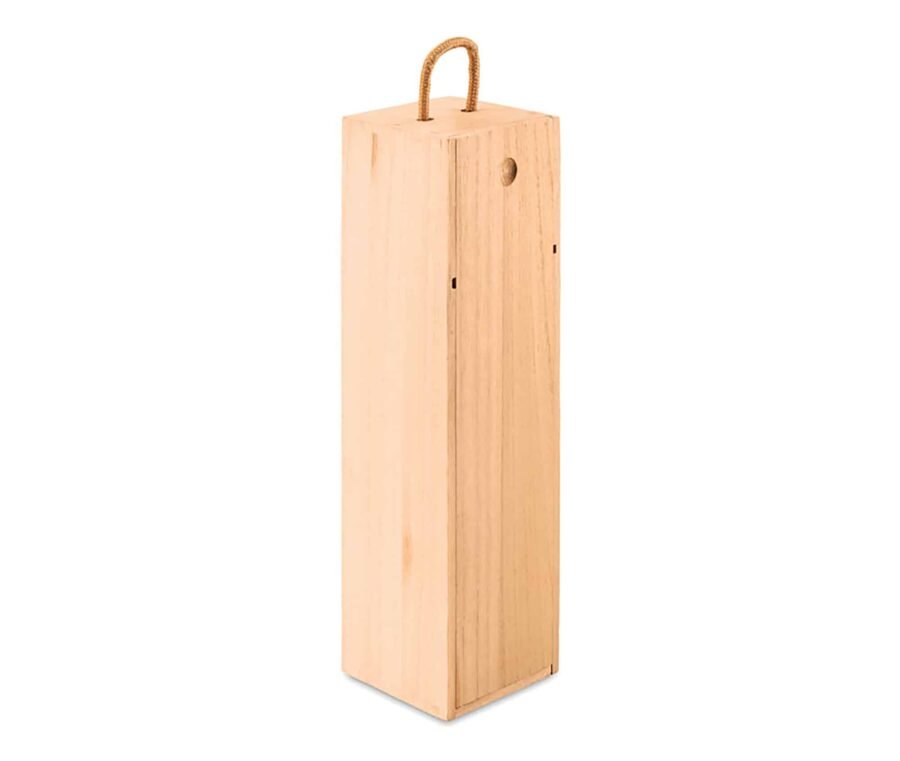 Wine box in paulownia wood with cord handle. Κωδ.9413-30 Με Χάραξη το Σχέδιο σας 13,00€