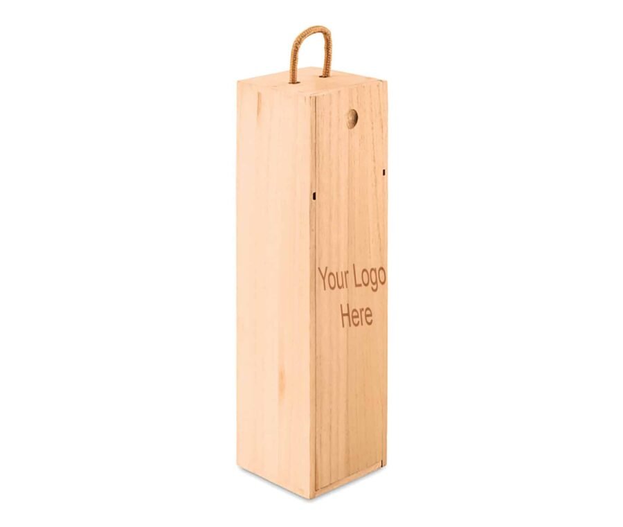 Wine box in paulownia wood with cord handle. Κωδ.9413-30 Με Χάραξη το Σχέδιο σας 13,00€