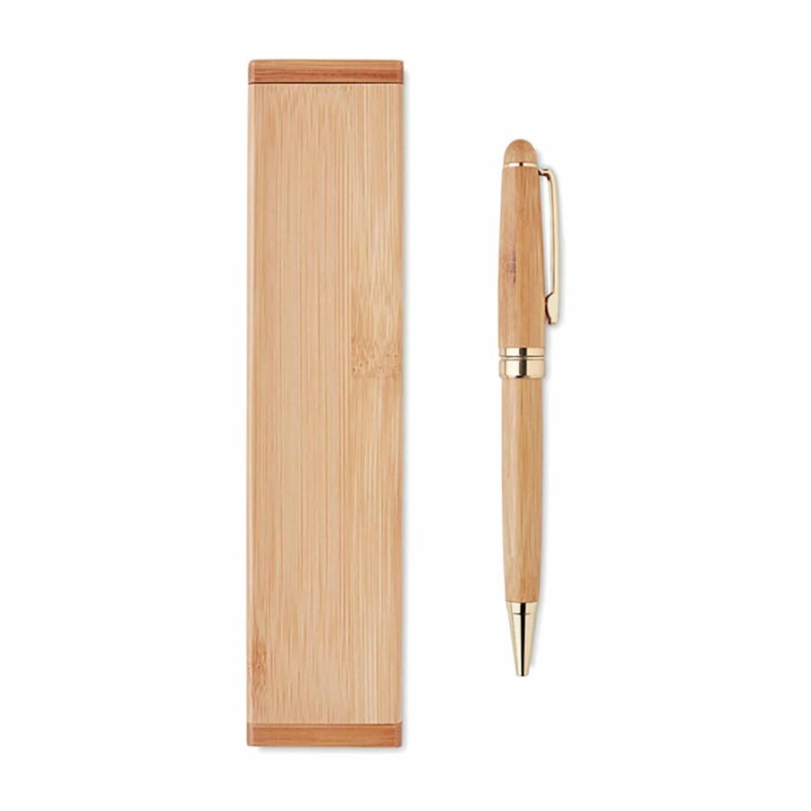 pen in bamboo box Κωδ.9912-345 Με Χάραξη το Σχέδιο σας 13,00€